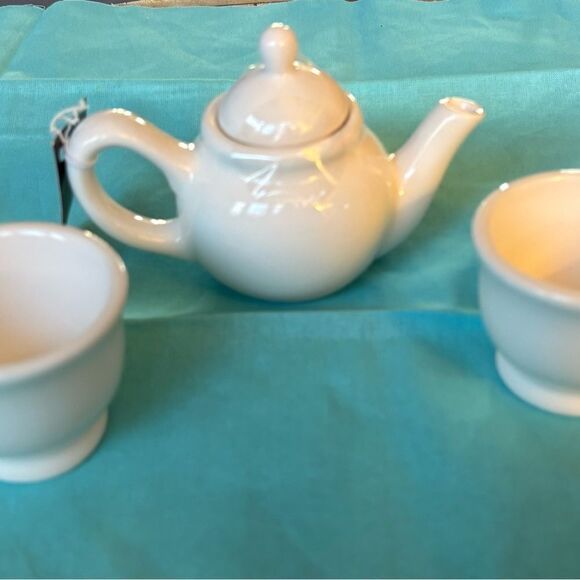 3 pc NEW Miniature White Tea Set NWT Food & Dishwasher Safe - Picture 6 of 6